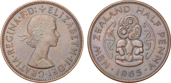 Halfpenny 1965 muled with British Halfpenny obverse