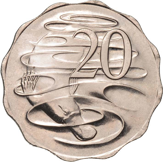 Twenty Cents 1981 on a Hong Kong Two Dollars blank