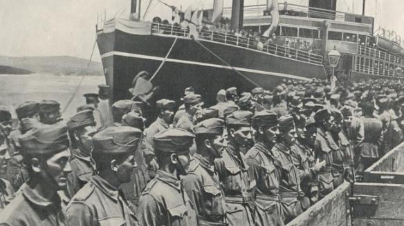 Anzacs departing Albany in 1914